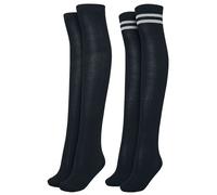 Urban Classics Ladies Overknee Socks 2-Pack Knee Socks black black grey EU 36-39