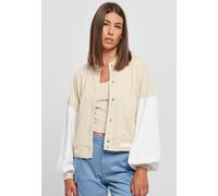 Urban Classics - Ladies Oversized 2 Tone College Terry Softseagrass/White - College Jacket - beige - L - 65% Cotton, 35% Polyester,Sweat L