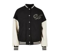 Urban Classics Ladies Oversized Big U College Jacket Black/palewhite size XS | Bomber Jackets Outlet | Women | Black XS
