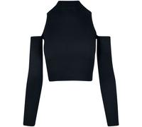 Urban Classics Ladies Rib Knit Cut Out Sleeve Longsleeve Long-sleeve Shirt black XL