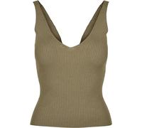 Urban Classics Ladies Rib Knit Top Knitted Top for Women with V-Neck Sizes XS - 5XL, Khaki, 5XL
