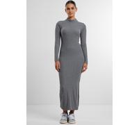 Urban Classics - Ladies Rib Longsleeve Mockneck Darkgreymelange - Dress - grey - S - 80% Polyester, 20% Viscose S