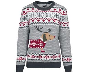 Urban Classics Ladies Sausage Dog Christmas Sweater Christmas jumper green white red S
