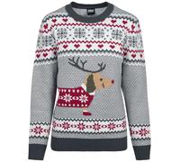 Urban Classics Ladies Sausage Dog Christmas Sweater Christmas jumper green white red XL