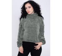 Urban Classics - Ladies Short Chenille Turtleneck Asphalt - Pullover - grey - XS - 100% Polyester XS