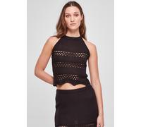 Urban Classics Women's Ladies Short Crochet Knit Neckholder Top Cami Shirt, Black, S
