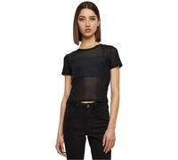 Urban Classics Women's Ladies Short Mesh Tee T-Shirt, Black, Large