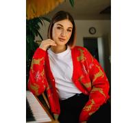 Urban Classics - Ladies Short Oversized Christmas Red/Gold - Cardigan X-Small