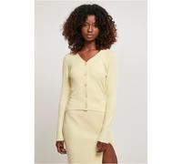 Urban Classics Ladies Short Rib Knit Cardigan Shirt Slim Fit Button