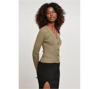 Urban Classics Ladies Short Rib Knit Cardigan Shirt Slim Fit Button