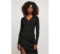 Urban Classics Ladies Short Rib Knit Cardigan Shirt Slim Fit Button