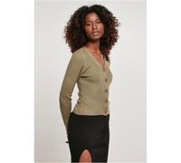 Urban Classics Ladies Short Rib Knit Cardigan Shirt Slim Fit Button