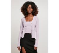 Urban Classics Ladies Short Rib Knit Cardigan Shirt Slim Fit Button