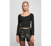 Urban Classics Ladies Short Rib Wide V-Neck Longsleeve Women's Top Long Sleeve