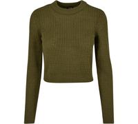 Urban Classics Ladies Short Waffle Sweater Women Knit Pullover Crewneck