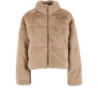 Urban Classics Ladies Shorts Faux Fur Puffer Jacket Winter Stand up Collar