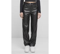 Urban Classics - Ladies Straight Leg Synthetic Leather Black - Pants - black - W28 - 100% Polyester,Fake Leather W28