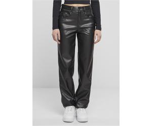 Urban Classics - Ladies Straight Leg Synthetic Leather Black - Pants - black - W31 - 100% Polyester W31