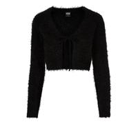 Urban Classics Women's Ladies Tied Cropped Feather Cardigan Sweater, Black, S