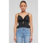 Urban Classics Women's Ladies Waffle Pique Ruffle Top Undershirt, Black, Large