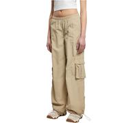 Urban Classics Ladies Wide Crinkle Nylon Cargo Pants Balloon Trousers Black