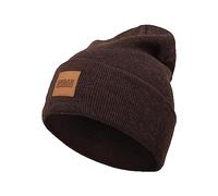 Urban Classics Leatherpatch Long Beanie Knitted hat, Heatherbrown, One Size