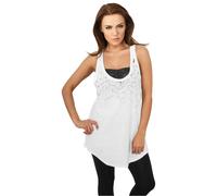Urban Classics Women's Long Leo Print Loose Sports Tank top, Multicoloured (Wht/Blk 00224), S