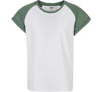 Urban Classics Mädchen T-Shirt Girls Contrast Raglan Tee White/Salvia