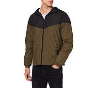 Urban Classics Men's 2-Tone Tech Windrunner Jacket, Multicolour (Black/Dark Olive 01338),XXL