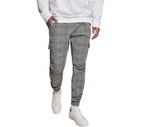 Urban Classics Men's AOP Glencheck Cargo Jog Pants Trouser, Multicolour (White/Black 01248), 26 (Size: Large)