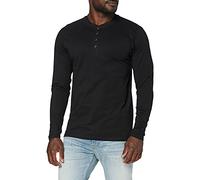 Urban Classics Men's Basic Henley L/S Tee, Men's Long Sleeve Shirt, Available in Many, Sizes XS to XXL, black, XL