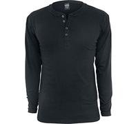 Urban Classics Men's Basic Henley L/S Tee Sweatshirt, Black (Black 7), Small
