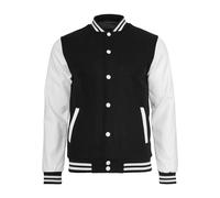 Urban Classics Men's Bekleidung Oldschool College Jacket Jacket, Multicoloured (blk/wht), Large (Manufacturer size: Large)