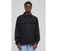 Urban Classics Mens Black Long Sleeve Button-Up Chest Pocket Overshirt - Size Medium