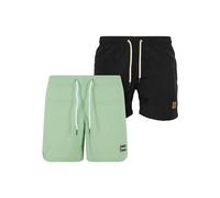 Urban Classics Men's Block Swim Shorts 2-Pack Trunks, Vintage Green and Black, 4X-Large