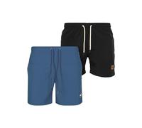 Urban Classics Men's Block Swim Shorts 2-Pack Trunks, Vintage Blue + Black, L