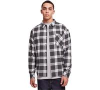 Urban Classics Men's Boxy Dark Checked Shirt, Grey/White, XXL