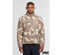 Urban Classics Men's Camo Pattern Teddy Borg Full Zip Funnel Neck Fleece in Beige | Size: XL Urban Classics Beige XL