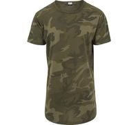 Urban Classics Men's Camo Shaped Long T Shirt, Olive Camo, S UK