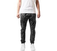 URBAN CLASSICS Men's Cargo Trousers, Cargo Joggers with Military Print, Comfortable Combat Trousers for Men, Joggings Bottoms with Elastic Leg Opening, Colour: Camo grey, Size: 30