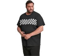 Urban Classics Men's Check panel Tee T Shirt, Black (Black/White 00826), S UK