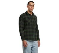Urban Classics Men's Checked Flanell Casual Button Down Shirt Longsleeve Dress Shirt with Forearm Buttons Regular Fit 100 Flannel Yar, Blk/Forest, XL UK