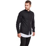 Urban Classics Men's Checked Flannel Shirt Casual Button-Down Shirt, Longsleeve Dress Shirt with Forearm Buttons, Regular Fit, 100% Flannel Yarn blk/blk S