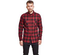 Urban Classics Men's Checked Flannel Shirt Casual Button-Down Shirt, Longsleeve Dress Shirt with Forearm Buttons, Regular Fit, 100% Flannel Yarn blk/burgundy 4XL