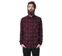 Urban Classics Men's Checked Flannel Shirt Casual Button-Down Shirt, Longsleeve Dress Shirt with Forearm Buttons, Regular Fit, 100% Flannel Yarn blk/cha 5XL