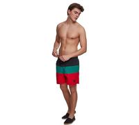 Urban Classics Men's Color Block Swimshorts Swim Shirt, Multicoloured (Firered/Black/Green 01318), S