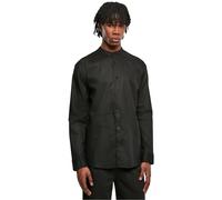 Urban Classics Men's Cotton Linen Stand Up Collar Shirt, Black, XL