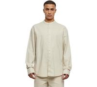 Urban Classics Men's Cotton Linen Stand Up Collar Shirt, Softseagrass, M