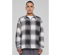 Urban Classics Mens Grey Checked Oversized Zip Through Overshirt Jacket - Size Medium