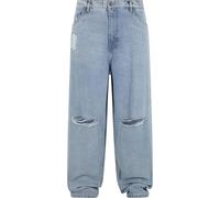 Urban Classics Men's Heavy Ounce Knee Cut Baggy Fit Jeans Pants, New Light Blue Washed,